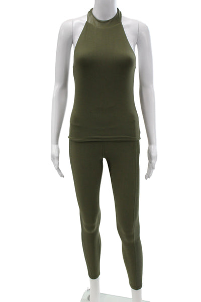 Carbon 38 Womens Tank Top Leggings Set Green Size Small/Extra Small