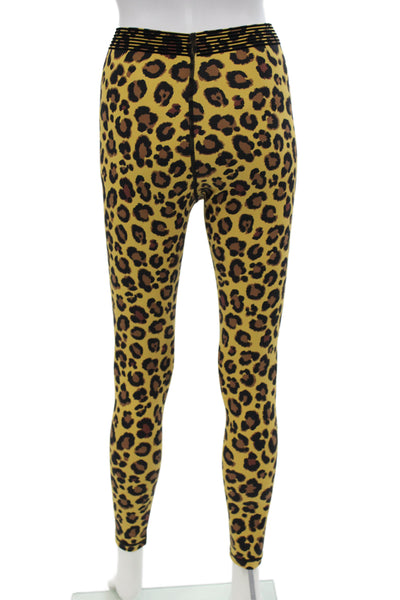 Adam Selman Women Yellow Leopard Ankle Nylon Leggings Size XS