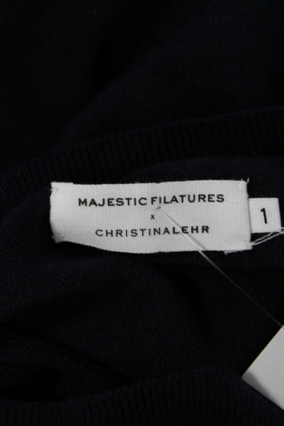 Majestic Filatures Womens Pullover Sweater Blue Organic Cotton Crewneck Size 1