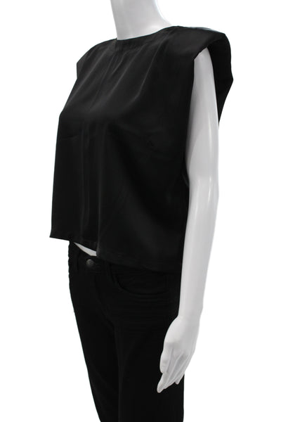 Nonchalant Label Womens Cropped Sleeveless Black Blouse 80s Size XS