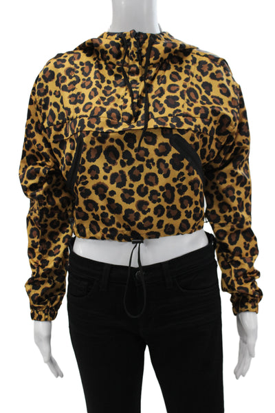 Adam Selman Women Anorak Jacket Leopard Print Multicolor Zip Size S