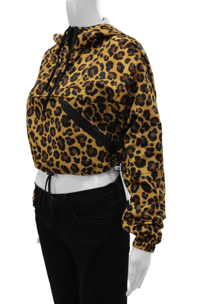 Adam Selman Women Anorak Jacket Leopard Print Multicolor Zip Size S