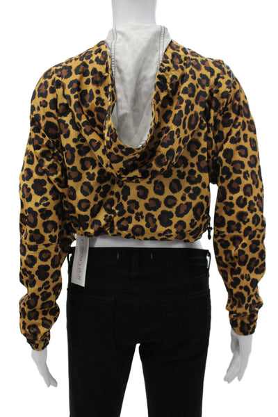 Adam Selman Women Anorak Jacket Leopard Print Multicolor Zip Size S