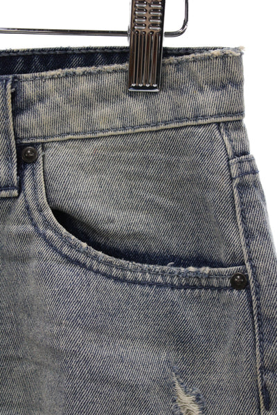 One X One Teaspoon Women Cut-Off Colorblock Cotton Shorts Blue Size 27