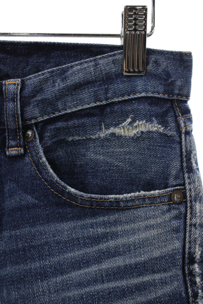 Moussy Womens Skinny Jeans Blue Distressed Mid Rise Cotton Size 25