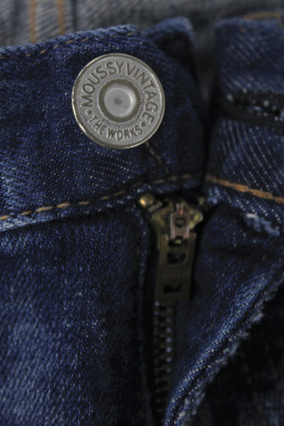 Moussy Womens Skinny Jeans Blue Distressed Mid Rise Cotton Size 25
