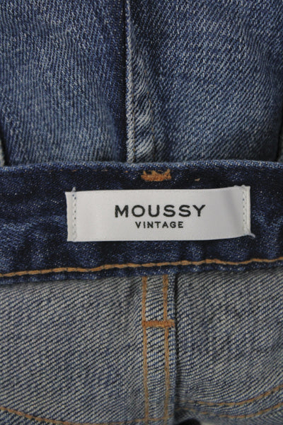 Moussy Womens Skinny Jeans Blue Distressed Mid Rise Cotton Size 25