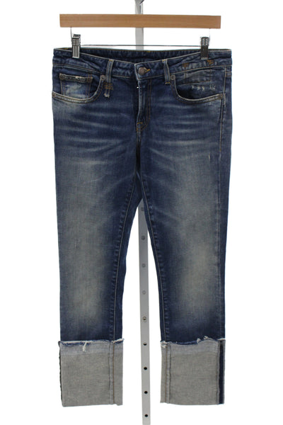 R13 Women Skinny Jeans Blue Cotton Blend Mid Rise Inseam 24 Size 27