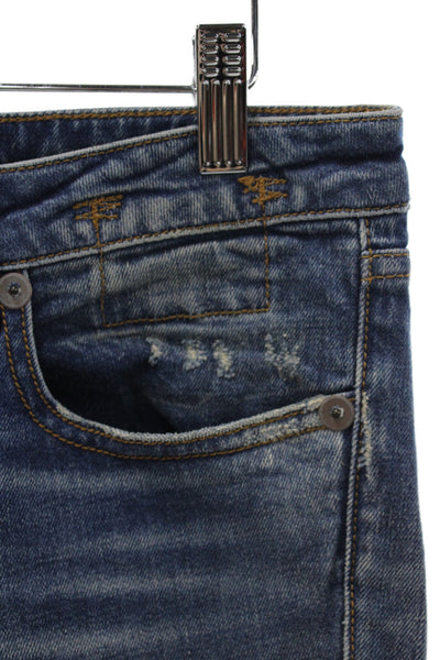R13 Women Skinny Jeans Blue Cotton Blend Mid Rise Inseam 24 Size 27