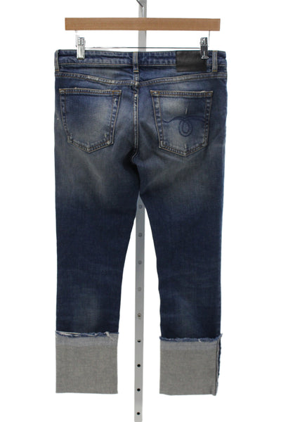 R13 Women Skinny Jeans Blue Cotton Blend Mid Rise Inseam 24 Size 27