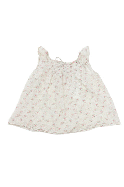 Bonpoint Girls Sleeveless Scoop Neck Floral Printed Top White Pink Size 3