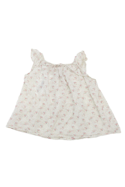Bonpoint Girls Sleeveless Scoop Neck Floral Printed Top White Pink Size 3