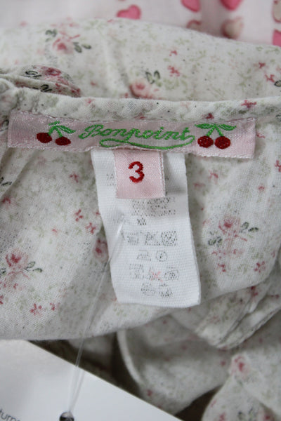 Bonpoint Girls Sleeveless Scoop Neck Floral Printed Top White Pink Size 3