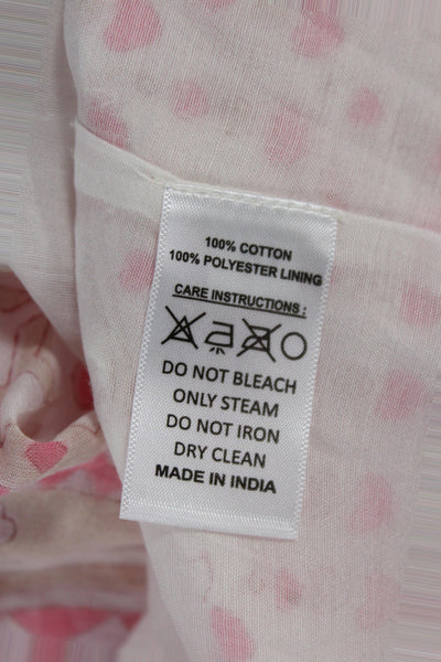 Bell Girls Spaghetti Strap V Neck Heart Geometric Dress White Pink Size 10