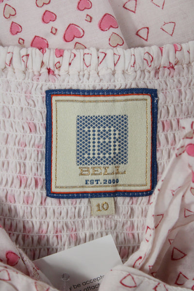Bell Girls Spaghetti Strap V Neck Heart Geometric Dress White Pink Size 10