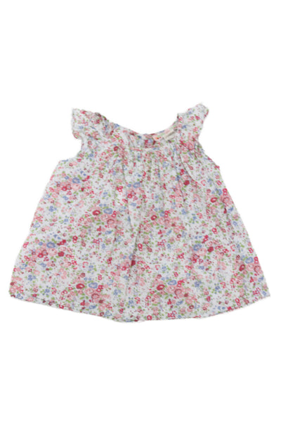 Bonpoint Girls Sleeveless Scoop Neck Floral Printed Top White Multi Size 3