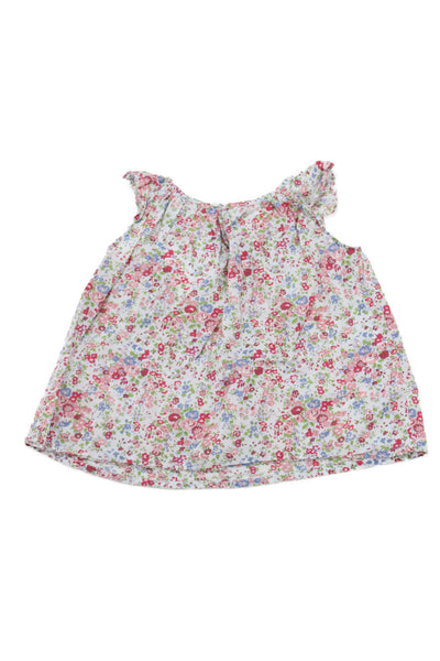 Bonpoint Girls Sleeveless Scoop Neck Floral Printed Top White Multi Size 3