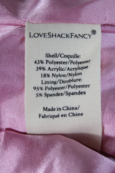 Love Shack Fancy Girls Back Zip Knee Length Tweed Skirt White Pink Size 12