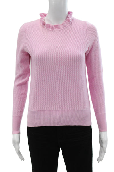 J Crew Womens Pink Cotton Mock Neck Pullover Sweater Long Sleeve Size 2XS