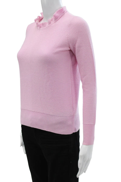 J Crew Womens Pink Cotton Mock Neck Pullover Sweater Long Sleeve Size 2XS
