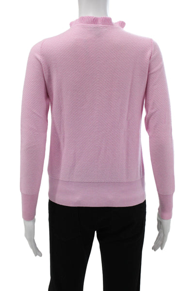 J Crew Womens Pink Cotton Mock Neck Pullover Sweater Long Sleeve Size 2XS