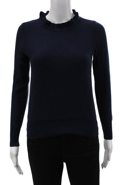 J Crew Womens Mock Neck Cotton Pullover Sweater Blue Long Sleeve Size 2XS