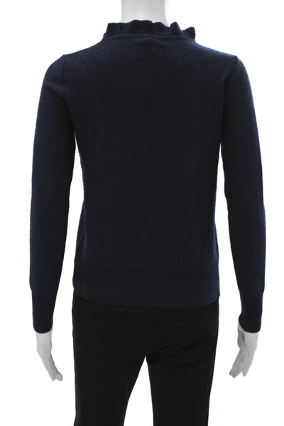 J Crew Womens Mock Neck Cotton Pullover Sweater Blue Long Sleeve Size 2XS