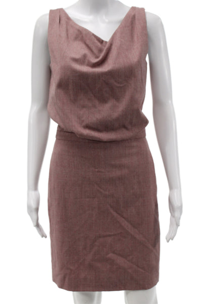 J Crew Womens Blouson Sleeveless Cowl Neck Wool Pink Short Dress Zip Size 0