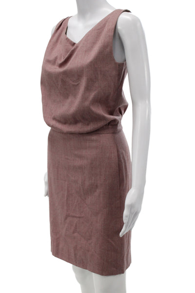 J Crew Womens Blouson Sleeveless Cowl Neck Wool Pink Short Dress Zip Size 0