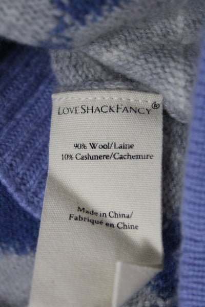 Love Shack Fancy Womens Blue Wool Argyle Mini Skirt Preppy Size XS