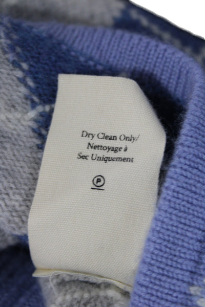 Love Shack Fancy Womens Blue Wool Argyle Mini Skirt Preppy Size XS