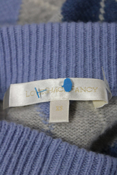 Love Shack Fancy Womens Blue Wool Argyle Mini Skirt Preppy Size XS