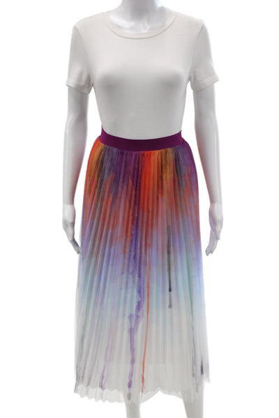 Zero Degrees Celsius Women Pleated Multicolor Watercolor Long Skirt Size XS