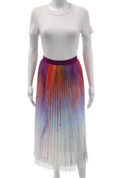 Zero Degrees Celsius Womens Pleated Long Skirt Multi Abstract Size L