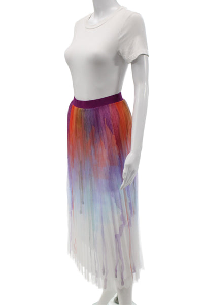 Zero Degrees Celsius Womens Pleated Long Skirt Multi Abstract Size L