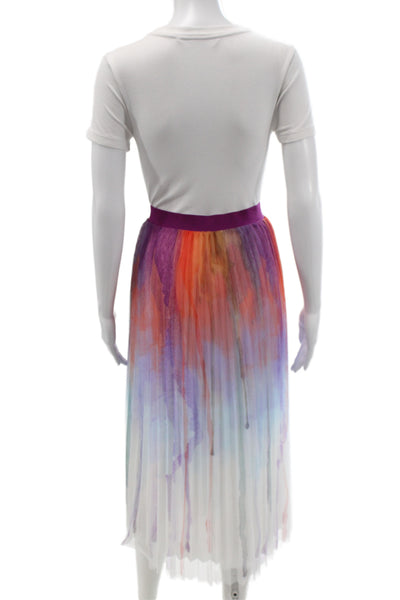 Zero Degrees Celsius Womens Pleated Long Skirt Multi Abstract Size L