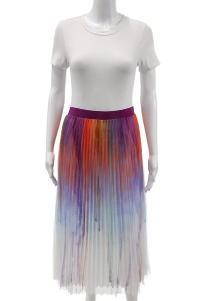 Zero Degrees Celsius Womens Multicolor Rainbow Long Pleated Skirt Size M