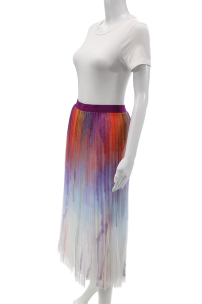 Zero Degrees Celsius Womens Multicolor Rainbow Long Pleated Skirt Size M