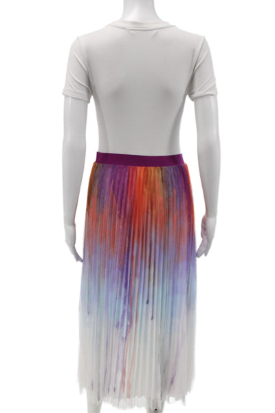 Zero Degrees Celsius Womens Multicolor Rainbow Long Pleated Skirt Size M