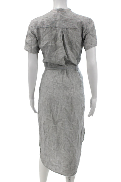 Standard James Perse Women Linen Henley Shirt Dress Gray Midi Size 1