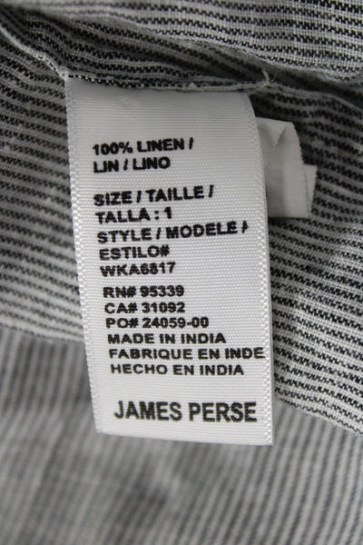 Standard James Perse Women Linen Henley Shirt Dress Gray Midi Size 1