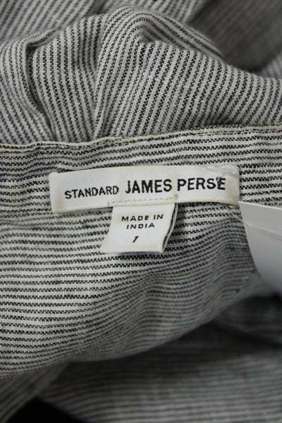 Standard James Perse Women Linen Henley Shirt Dress Gray Midi Size 1