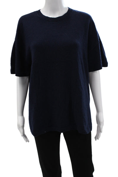 Madewell Women Pullover Sweater Short Sleeve Crew Neck Cashmere Blue Size S