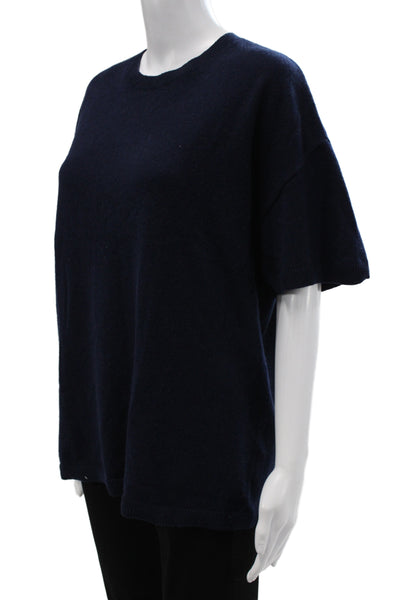 Madewell Women Pullover Sweater Short Sleeve Crew Neck Cashmere Blue Size S