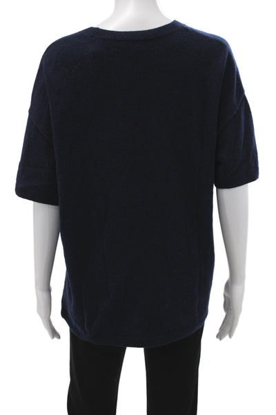 Madewell Women Pullover Sweater Short Sleeve Crew Neck Cashmere Blue Size S