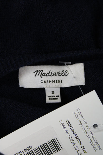 Madewell Women Pullover Sweater Short Sleeve Crew Neck Cashmere Blue Size S