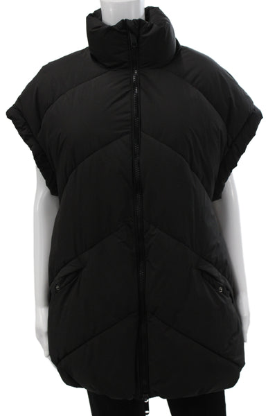 Zara Womens Puffer Vest Black Polyester Zip Sleeveless Size XS