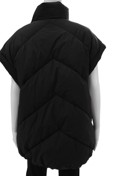 Zara Womens Puffer Vest Black Polyester Zip Sleeveless Size XS