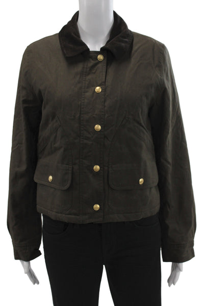 J Crew Womens Brown Basic Cotton Jacket Long Sleeve Button Size S