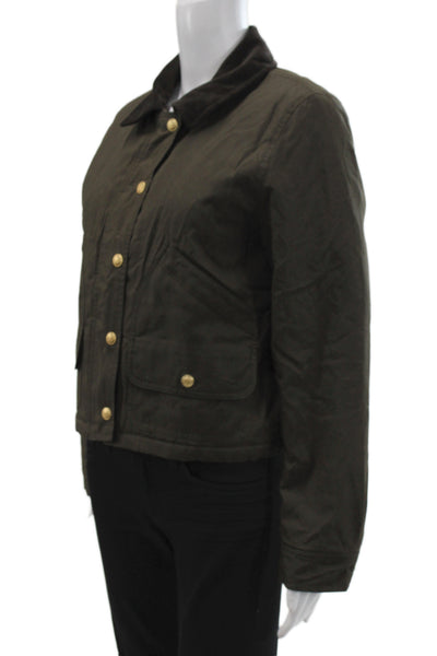 J Crew Womens Brown Basic Cotton Jacket Long Sleeve Button Size S